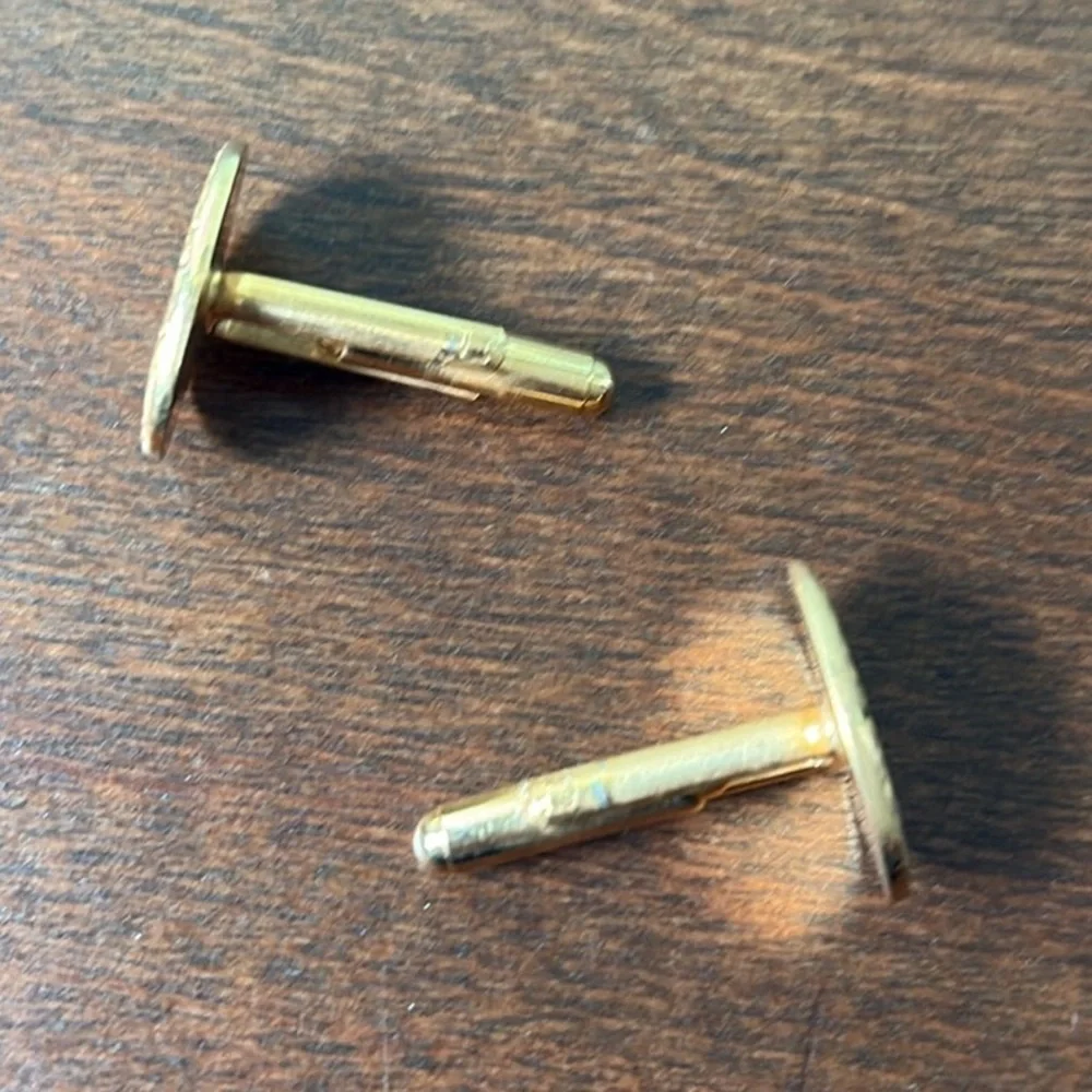 Vintage decorative‎ edging oval gold tone cuff links
